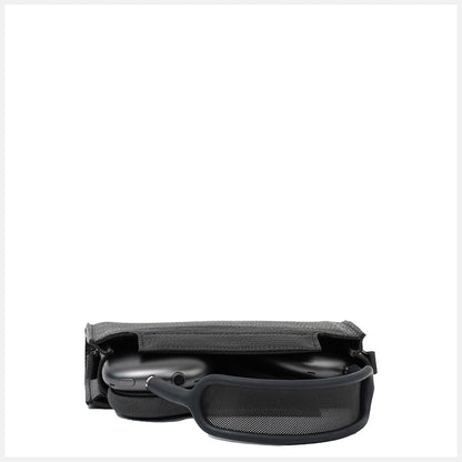 Leather Case with Adjustable Fabric Strap for AirPods Max (Black)-1